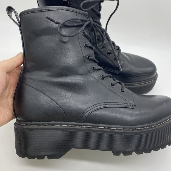 Steve Madden Basille Lace Up Platform Lug Sole Boot Women 11 Combat 90s Grunge - Picture 3 of 16